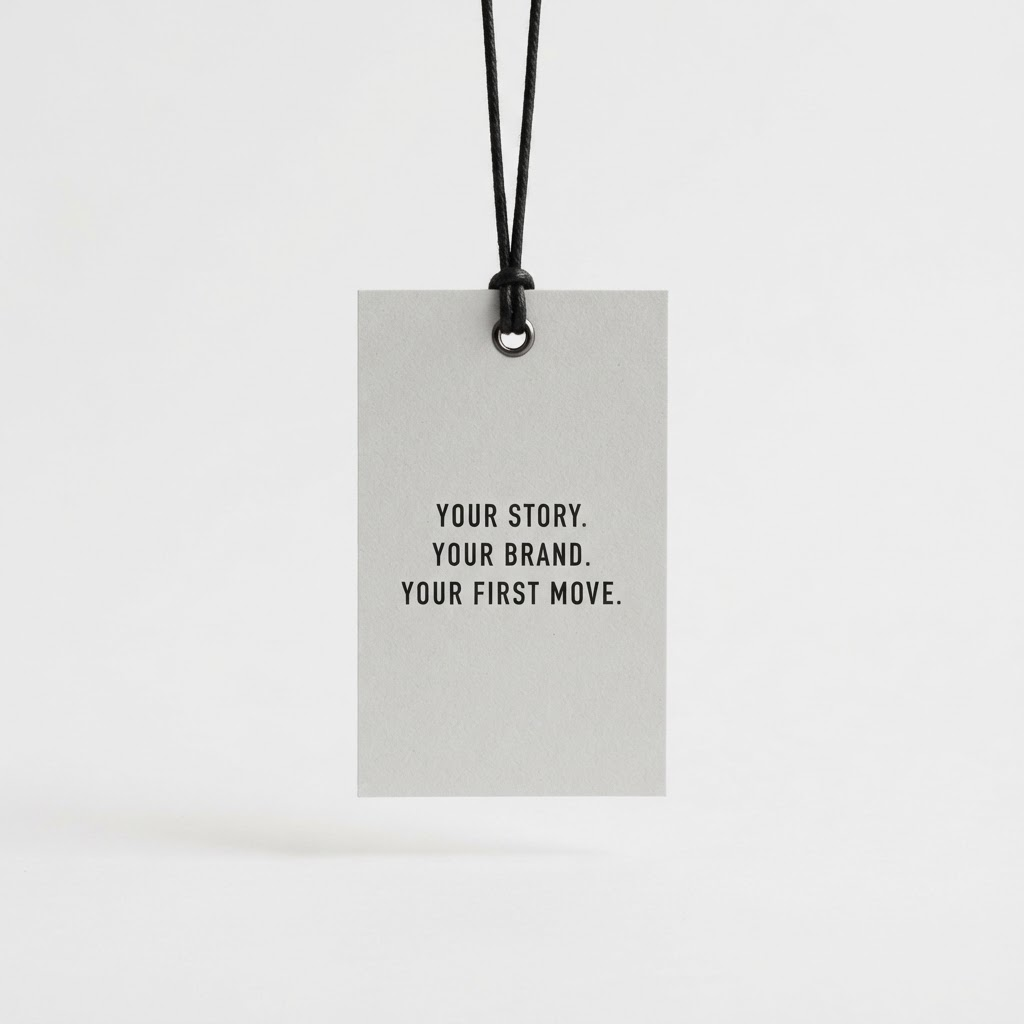 YOUR STORY YOUR BRAND 가 인쇄된 실버 행택